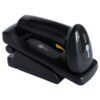 A black 1D barcode scanner