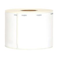 A roll of replacement adhesive badges in white