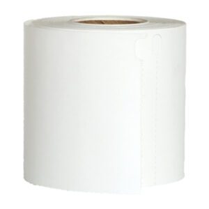 A roll of white adhesive badge